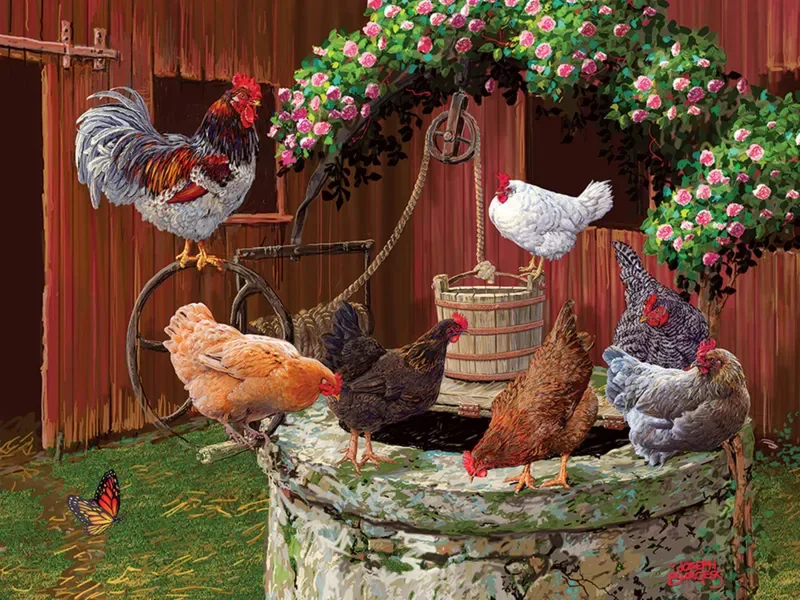 Puzzle Pièces XXL - The Chickens are Well - 200 à 499 pièces van Cobble Hill – doos 1 van 2