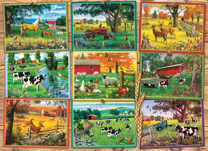 Puzzle Postcards from the Farm - 1000 pièces de Cobble Hill – boîte