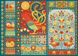 Puzzle Scandi Chicken Quilt - 1000 pièces from Cobble Hill – box 1 of 2