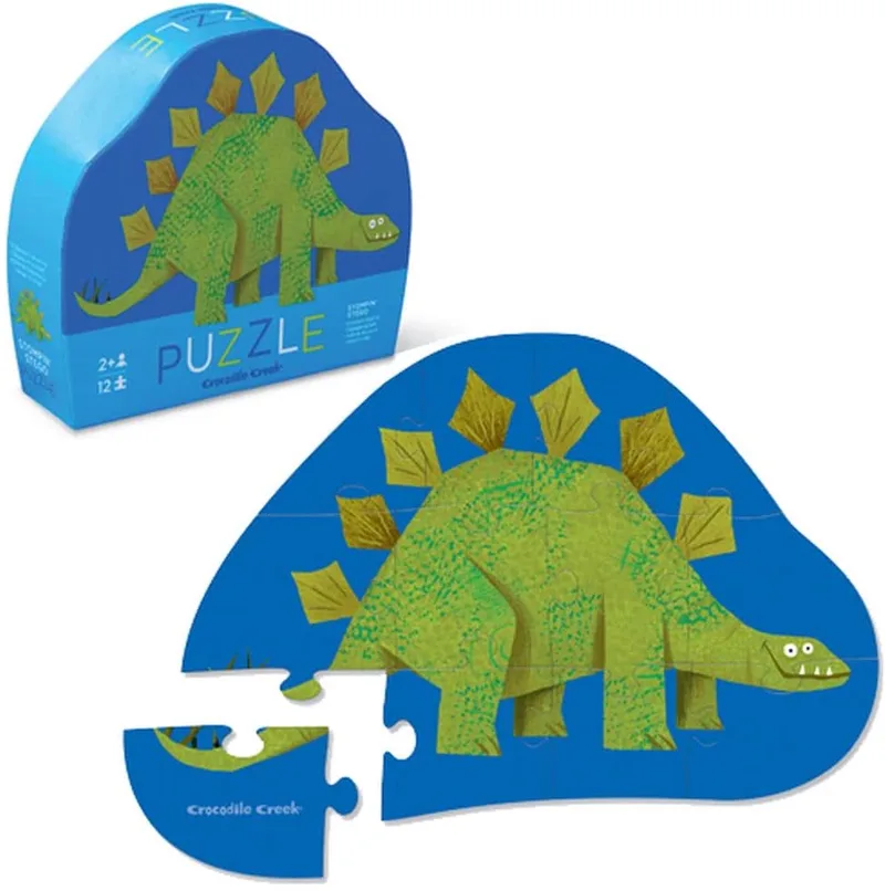 Dino stegosaurus puzzel van Crocodile Creek, editie Blauw, Groen – doos