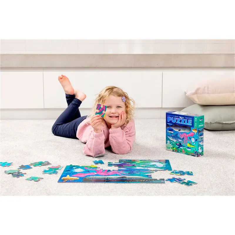 Foliepuzzel Shimmering Sharks - 60 stukjes fra Crocodile Creek, Flerfarvet-udgave – æske 6 af 6