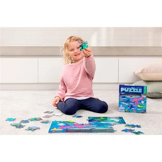 Foliepuzzel Shimmering Sharks - 60 stukjes fra Crocodile Creek, Flerfarvet-udgave – æske 4 af 6