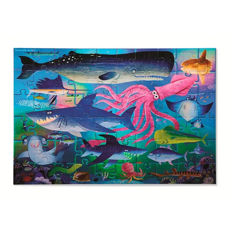 Foliepuzzel Shimmering Sharks - 60 stukjes fra Crocodile Creek, Flerfarvet-udgave – æske 2 af 6