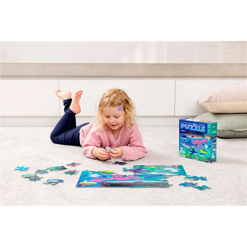 Foliepuzzel Shimmering Sharks - 60 stukjes fra Crocodile Creek, Flerfarvet-udgave – æske 5 af 6