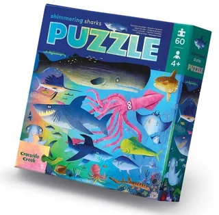Foliepuzzel Shimmering Sharks - 60 stukjes fra Crocodile Creek, Flerfarvet-udgave – æske 1 af 6