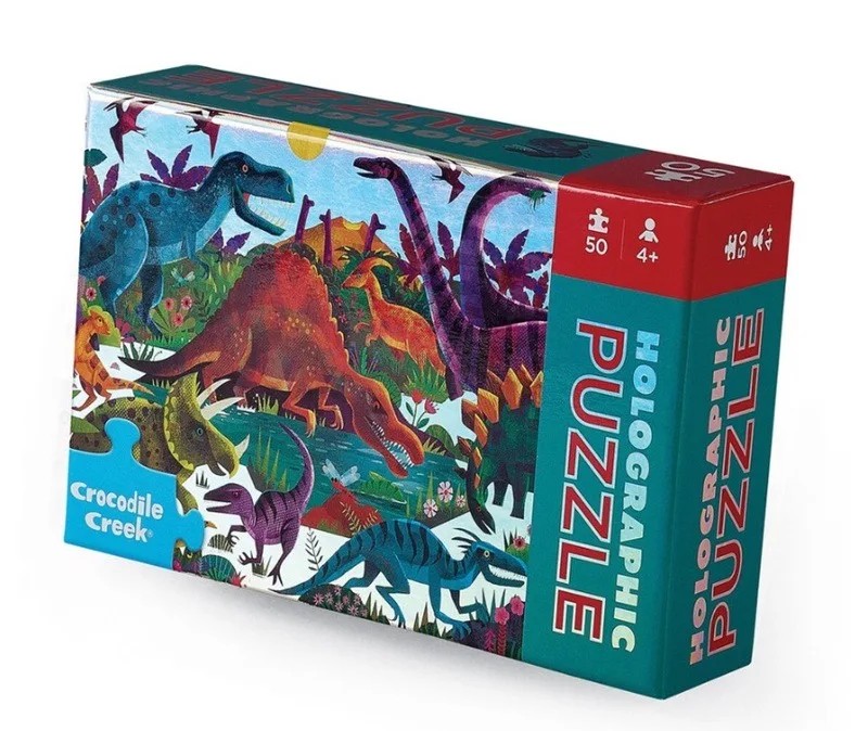Holografische puzzel - Oogverblindende Dinosauriërs (50) fra Crocodile Creek – æske