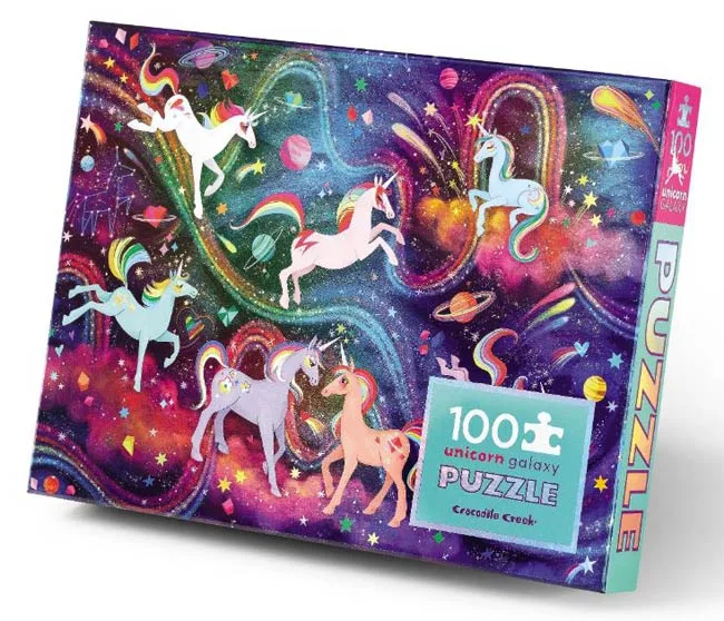 Holographic Foil Puzzle - Eenhoorn Galaxy (100) de Crocodile Creek – boîte