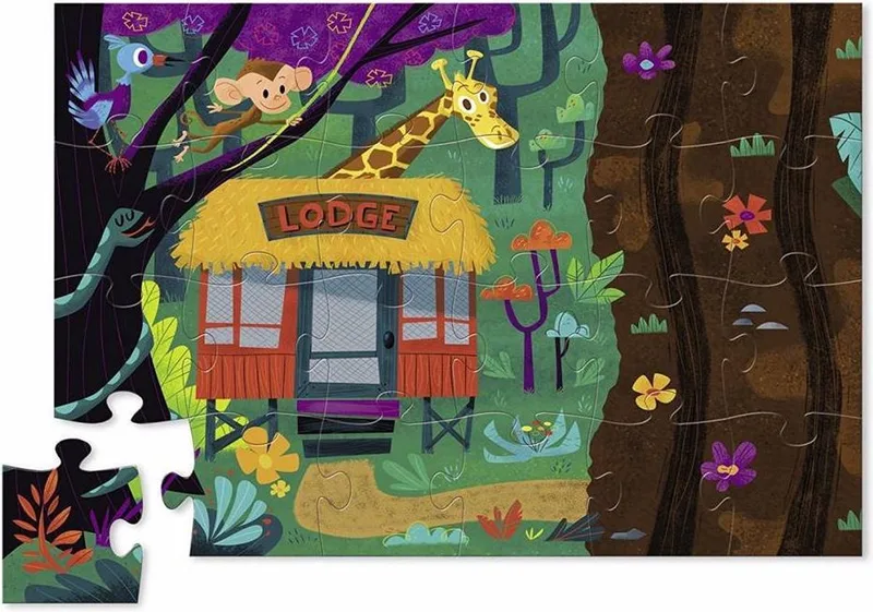 Merkloos 3-in-1 Safari Puzzel met Voertuig en Figuurtjes (24 elementen) von Crocodile Creek, Ausgabe Mehrfarbig – Schachtel