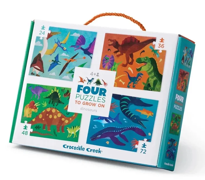 Vier dinosaurus puzzels (24, 36, 48, 72) from Crocodile Creek – box