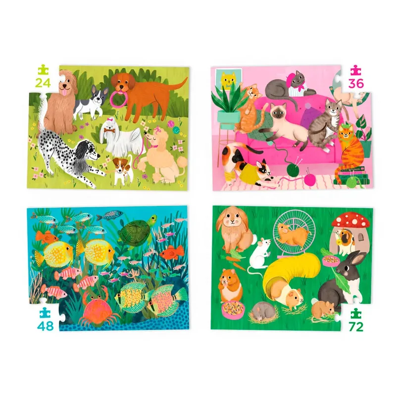 Vier huisdieren puzzels (24, 36, 48, 72) von Crocodile Creek – Schachtel 2 von 2