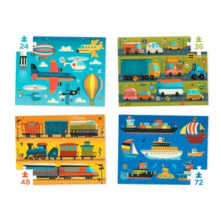 Vier voertuigen puzzels (24, 36, 48, 72) van Crocodile Creek – doos 2 van 2
