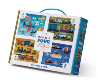 Vier voertuigen puzzels (24, 36, 48, 72) van Crocodile Creek – doos 1 van 2