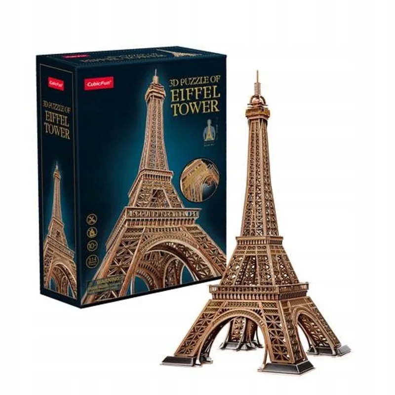 3D Eiffeltoren Puzzel 314 Stukken - Educatief en Creatief Speelgoed de CubicFun, édition Marron – boîte