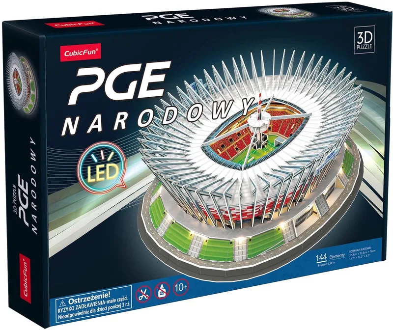 3D puzzel 144 stukjes PGE National Stadium - Puzzle 3D 144 elementów PGE Narodowy de CubicFun – boîte