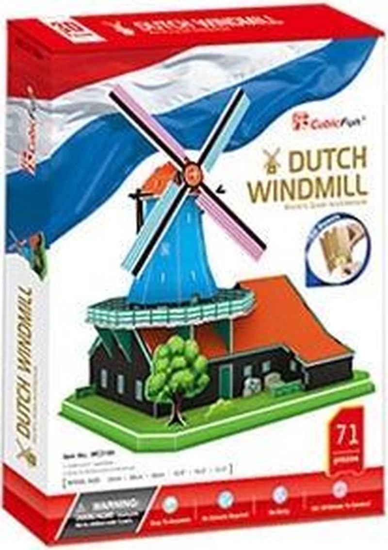 3D Puzzel Hollandse molen from CubicFun, Diverse kleuren edition – box