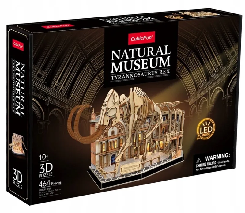 3D Puzzel Mammoet Museum 464 Stukjes LED Verlichting van CubicFun – doos