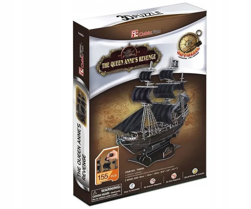 Cubic Fun 3D Piratenschip Queen Anne's Revenge Puzzel (155 Stuks) from CubicFun, Black edition – box