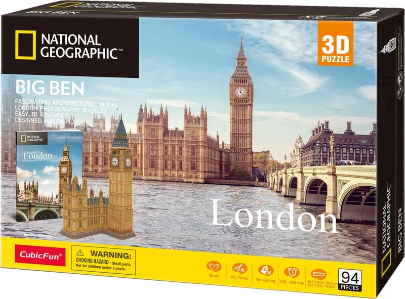 Cubic Fun - 3D-puzzel - Big Ben - 94 stukjes - 49,2 cm van CubicFun, editie Meerkleurig – doos