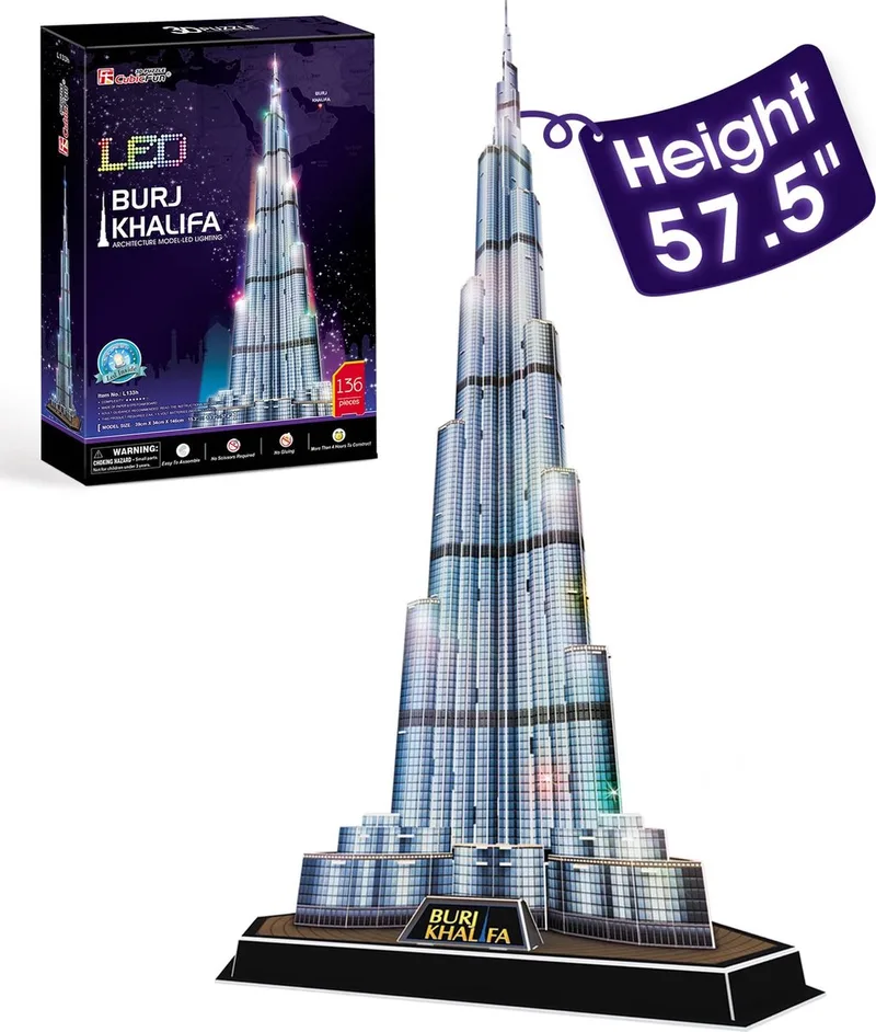 Cubic Fun 3D-puzzel Burj Khalifa LED (2010327) fra CubicFun, Flerfarvet-udgave – æske