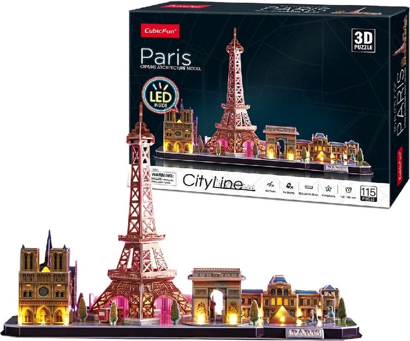 Cubic Fun 3D-puzzel City Line Parijs LED from CubicFun, Multicolour edition – box