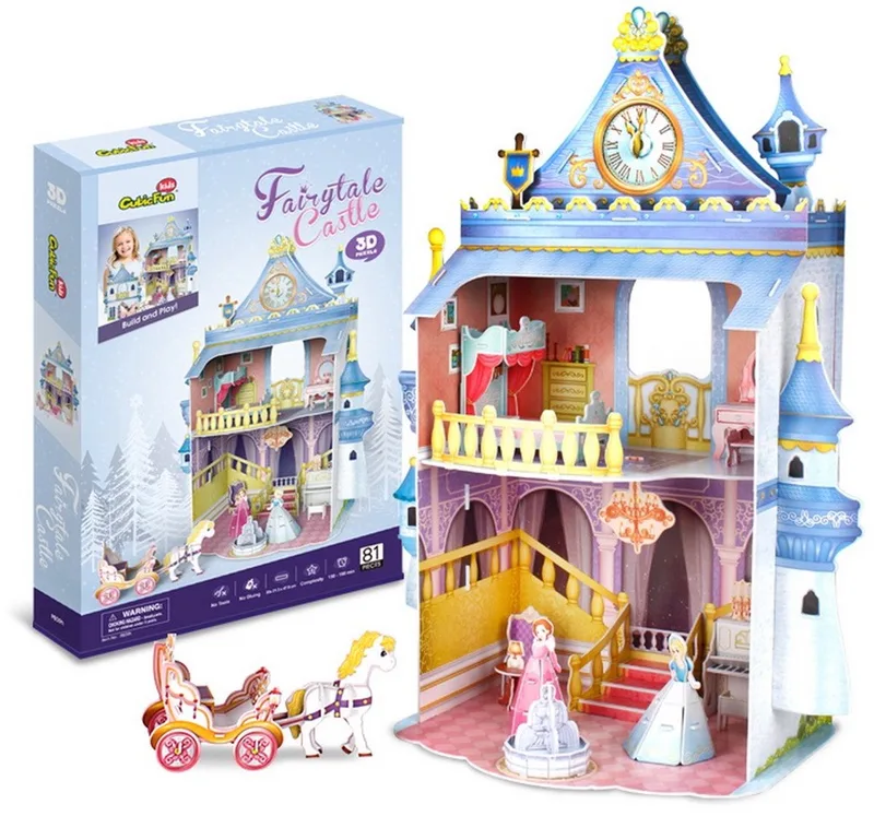 Cubic Fun 3D puzzel Fairytale Castle - 81 stukjes - speelgoed kasteel. from CubicFun, Multicolour edition – box