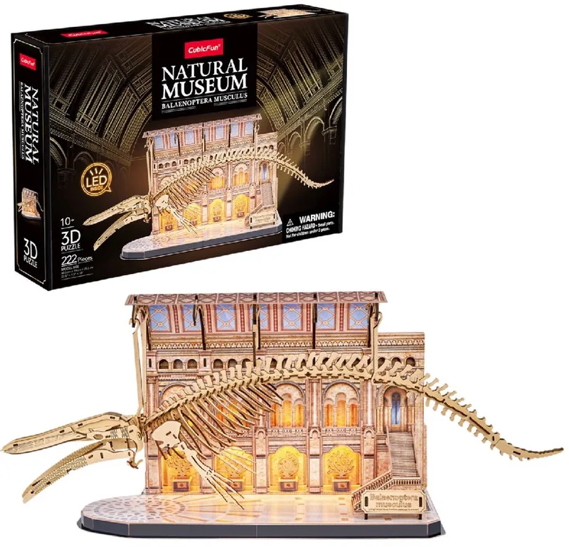 Cubic Fun - 3D Puzzel - Hout - Blauwe Vinvis met LED från CubicFun, utgåva Blå – kartong