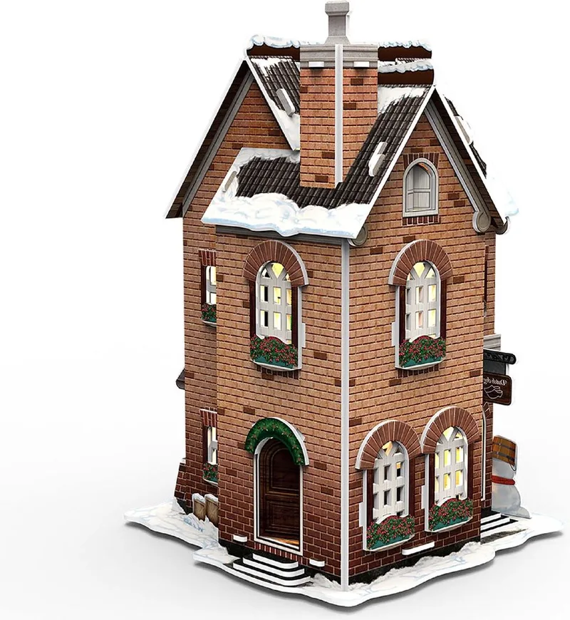 Cubic Fun 3D puzzel klompenmakerij LED verlichting kerstdorp speelgoed. fra CubicFun, Flerfarvet-udgave – æske