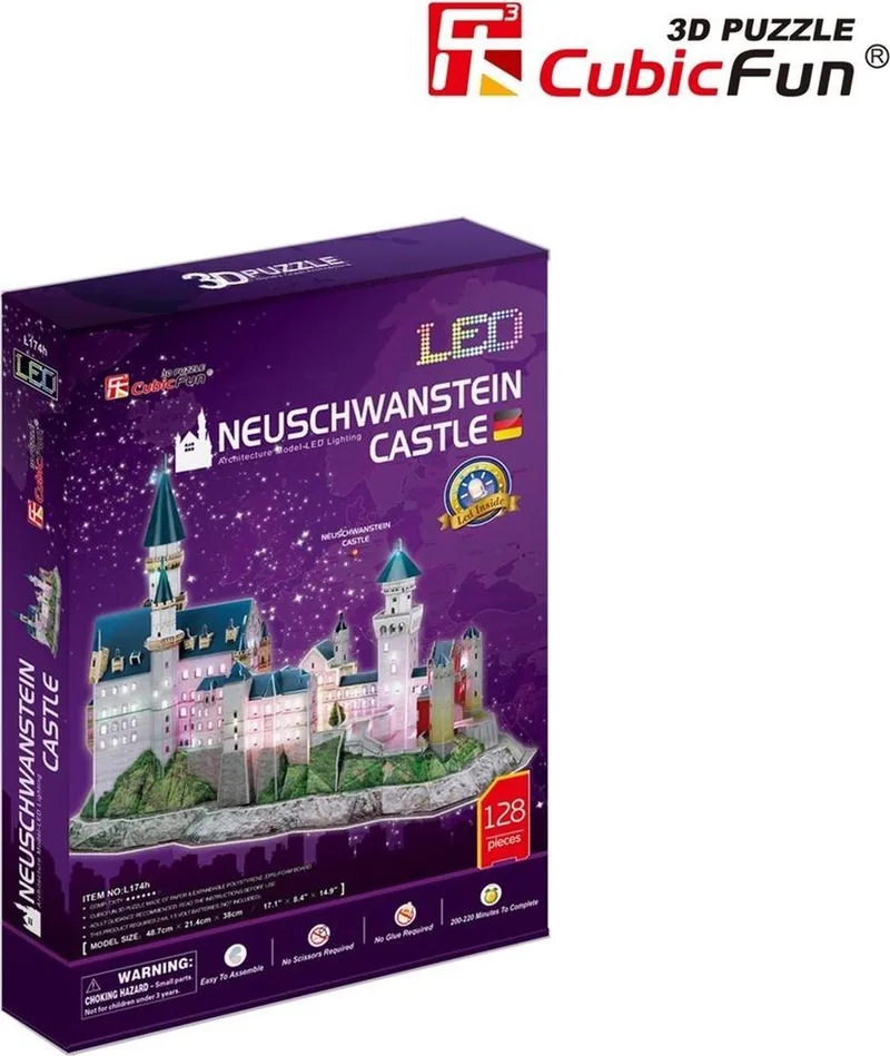 Cubic Fun 3D-puzzel Neuschwanstein-kasteel met LED (2011413) fra CubicFun, Flerfarvet-udgave – æske