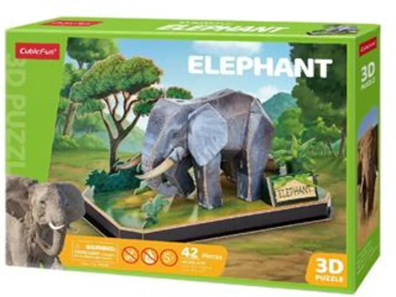 Cubic Fun 3D Puzzel Olifant - 42 stukjes - Geschikt voor kinderen vanaf 8 jaar van CubicFun, editie Meerkleurig – doos