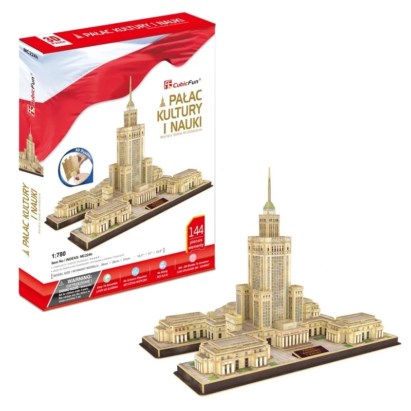 Cubic Fun 3D puzzel Paleis van Cultuur en Wetenschap - 144 stukjes. de CubicFun, édition Multicolore – boîte