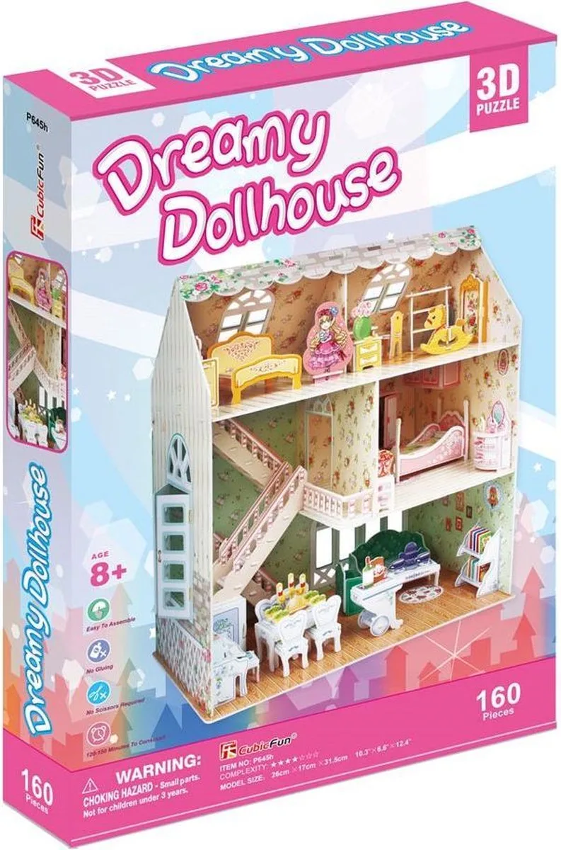 Cubic Fun 3D puzzel poppenhuis Dreamy - 160 stukjes - speelgoed. från CubicFun, utgåva Flerfärgad – kartong