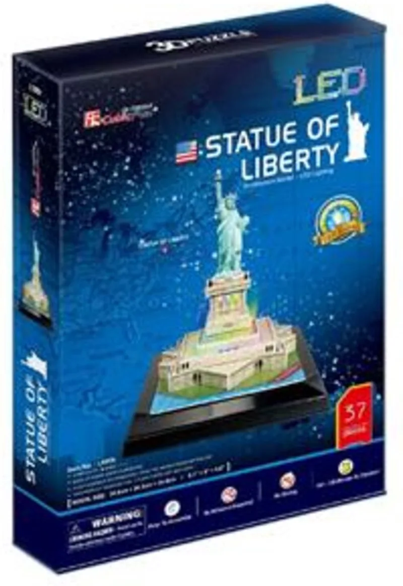 Cubic Fun 3D Puzzel Statue of Liberty LED fra CubicFun, Flerfarvet-udgave – æske