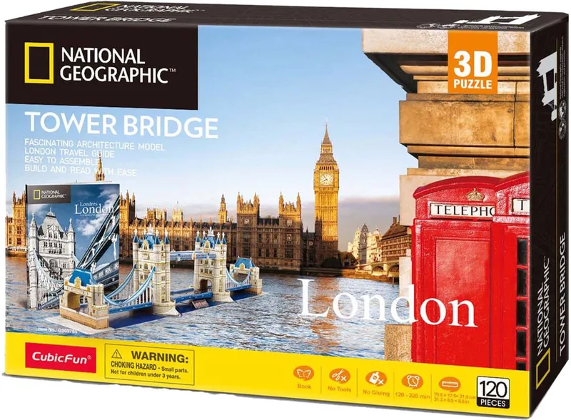 Cubic Fun - 3D-puzzel - Tower Bridge - 66 stukjes de CubicFun, édition Multicolore – boîte