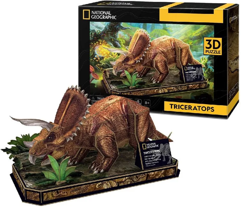 Cubic Fun 3D-puzzel Triceratops – houten bouwpakket fra CubicFun, Flerfarvet-udgave – æske