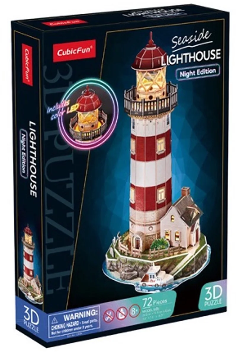 Cubic Fun 3D puzzel Vuurtoren (nachtversie) de CubicFun, édition Rouge – boîte