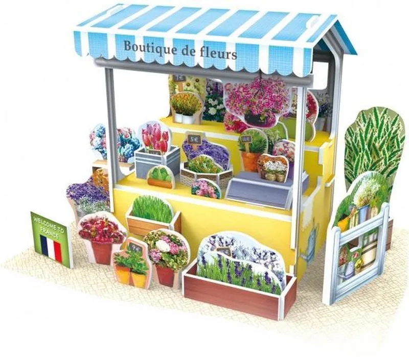 Cubicfun 3d Puzzel Flower Stall France 16,5 Cm Foam 37 Stukjes van CubicFun, editie Meerkleurig – doos