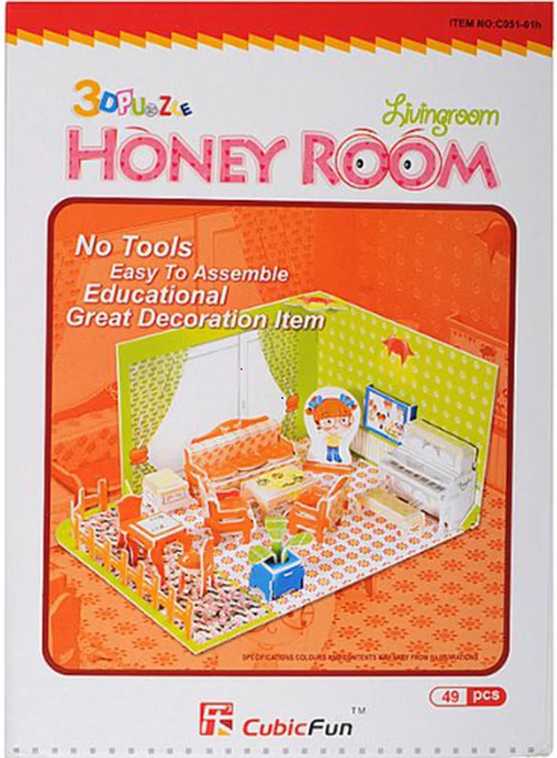 C05101H Puzzle del soggiorno della serie Honey Room fra CubicFun, CubicFun C05101H Puzzle del soggiorno della serie Honey Room-udgave – æske