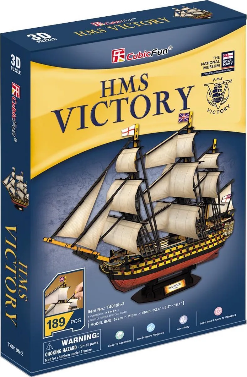HMS Victory 3D-puzzel 189 stuk(s) van CubicFun, editie Beige – doos