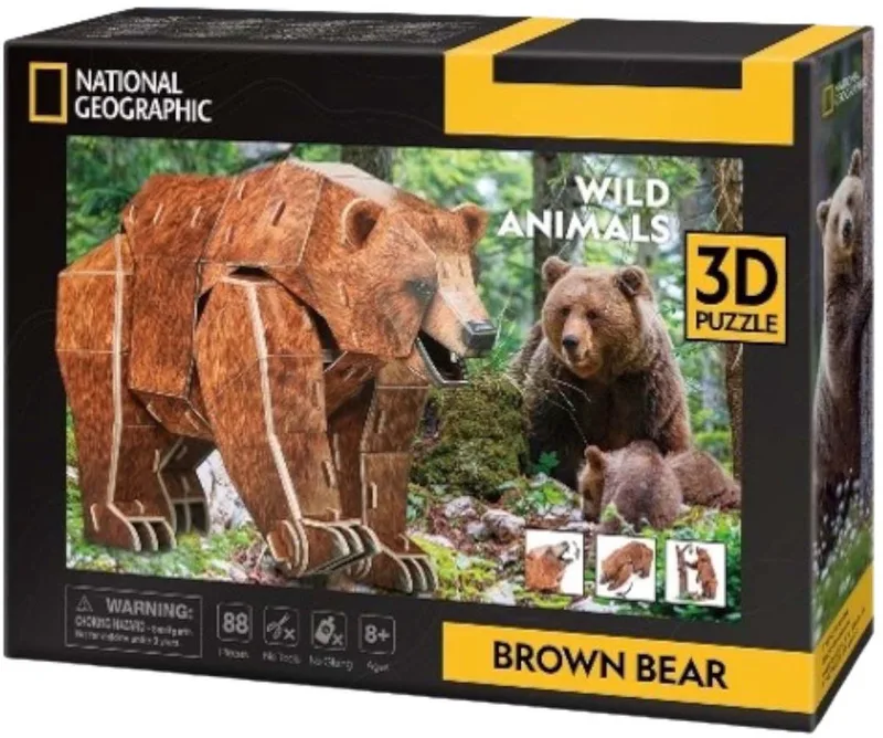 National Geographic 3D-puzzel Bruine Beer - 88 stukjes - 8+ jaar from CubicFun, Brown edition – box