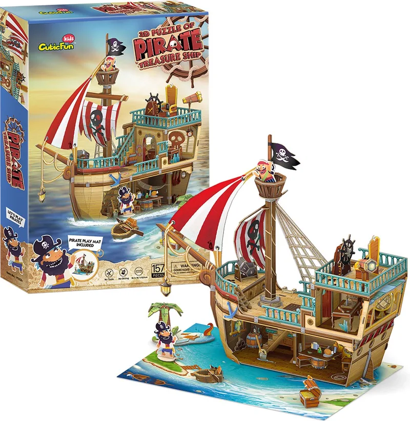 Pirate Treasure Ship 3D-puzzel 157 stuk(s) Schepen van CubicFun, editie Meerkleurig – doos
