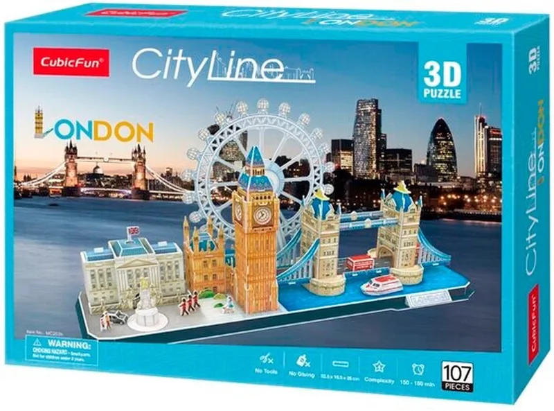 Puzzel City Line London 3D - 114 stukjes - Vanaf 8 jaar van CubicFun, editie Meerkleurig – doos
