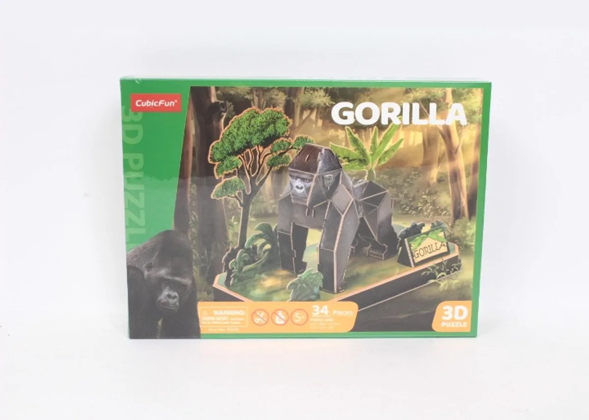 Puzzle 3D Goryl - 3D-puzzel Gorilla van CubicFun, editie Grijs – doos