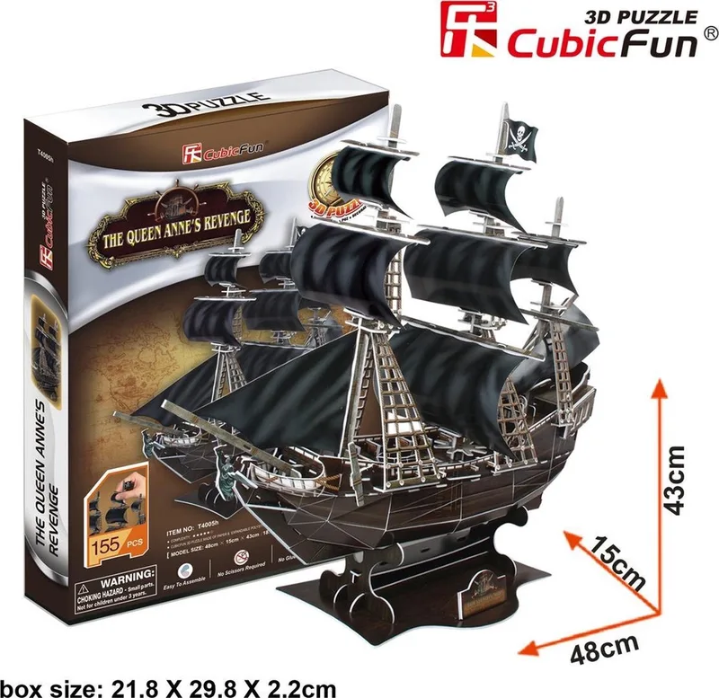 Puzzle 3D Okr?t piracki - Zemsta kr—lowej Anny van CubicFun, editie Bruin – doos
