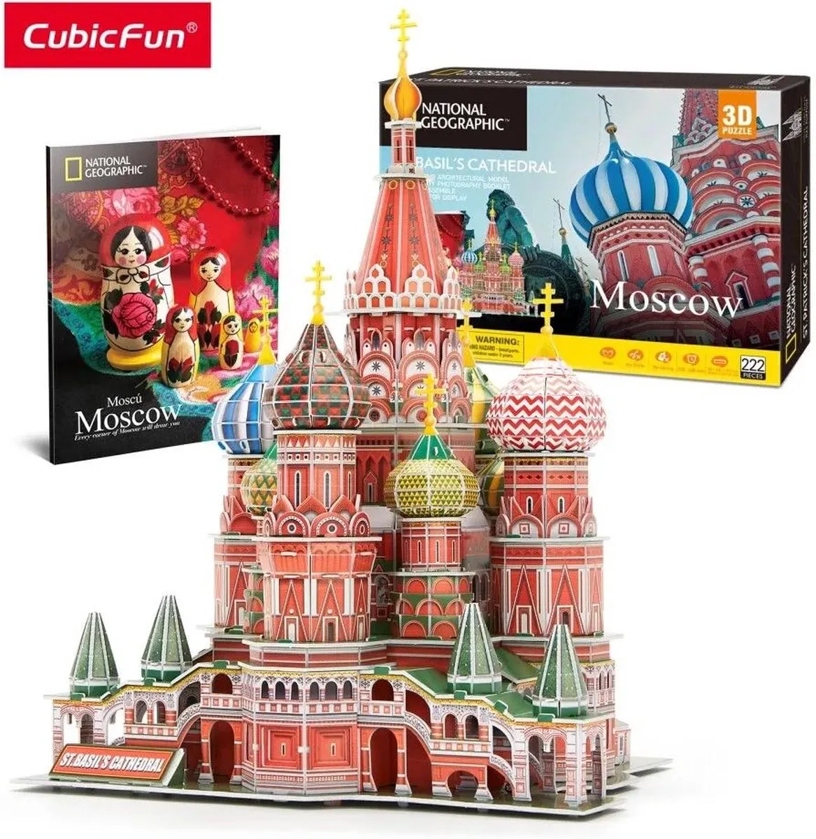 ST. Basil’s Cathedral 3D-puzzel 222 stuk(s) Gebouwen van CubicFun, editie Meerkleurig – doos