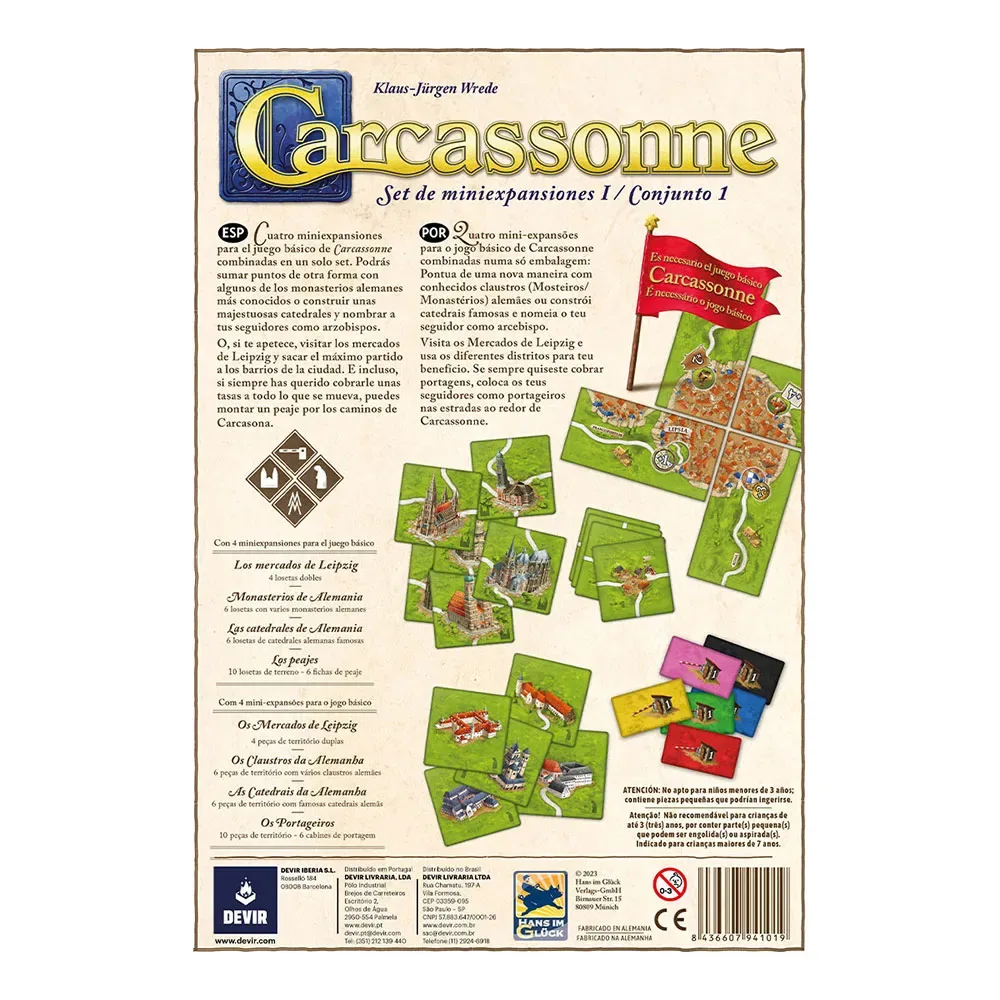 Carcassonne: Combined Expansions från Devir – kartong