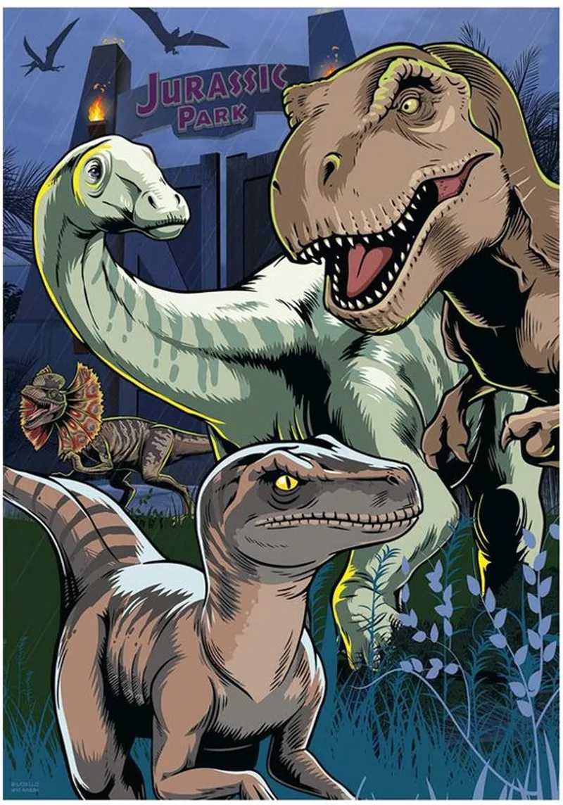 Dinosaurussen neon puzzel 100 xl stukjes de Dino, édition Multicolore – boîte