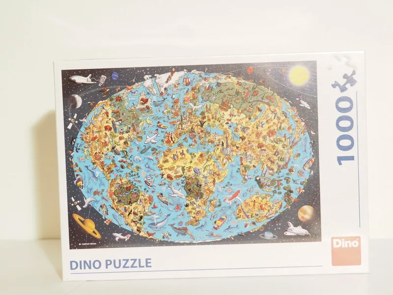 Illustrated World Map - Puzzle 1,000 pieces from Dino, Multicolour edition – box