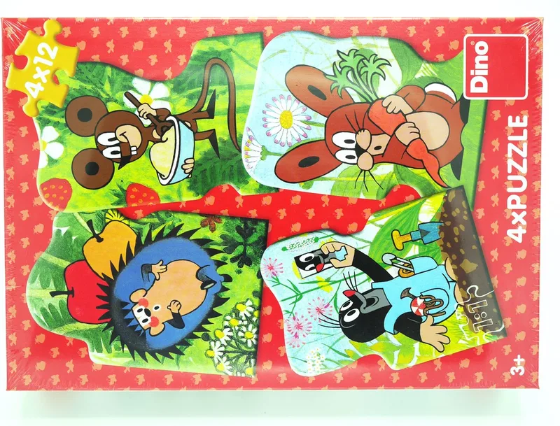 Molletje kinderpuzzel, 4 x 12 stukjes. van Dino, editie Meerkleurig – doos