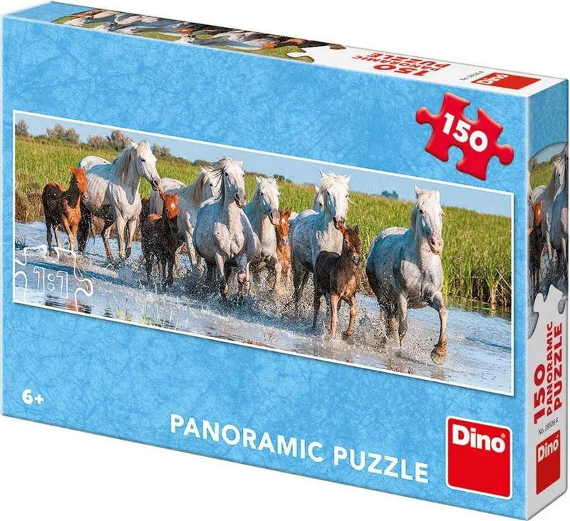 Panorama Puzzel Camargo paarden 150 stukjes van Dino, editie Meerkleurig – doos