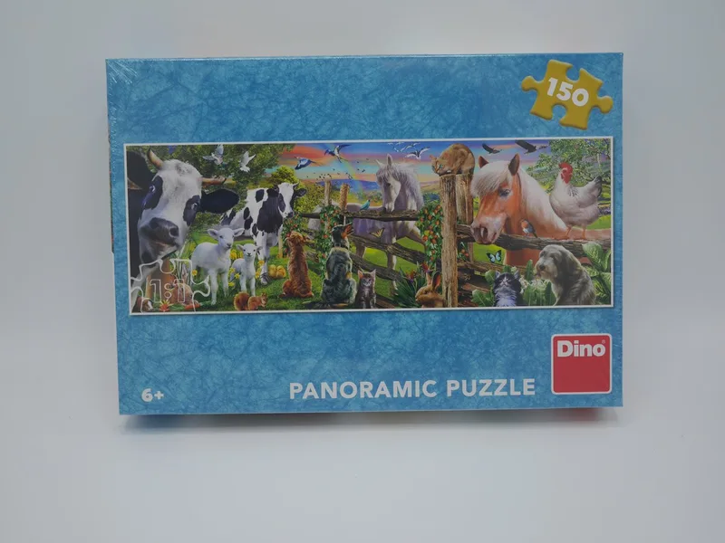 Panorama puzzel van de dieren op de boerderij 150 stukjes de Dino, édition Multicolore – boîte